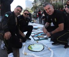 Curitiba, 31 de maio de 2018. Montagem do tapete Corpus Christi