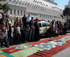 Curitiba, 31 de maio de 2018. Montagem do tapete Corpus Christi