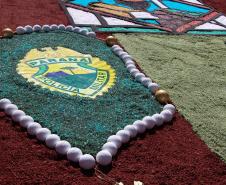 Curitiba, 31 de maio de 2018. Montagem do tapete Corpus Christi
