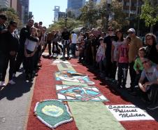 Curitiba, 31 de maio de 2018. Montagem do tapete Corpus Christi