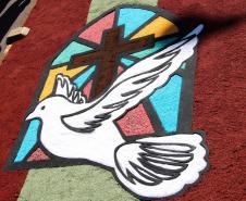 Curitiba, 31 de maio de 2018. Montagem do tapete Corpus Christi