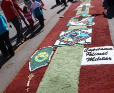 Curitiba, 31 de maio de 2018. Montagem do tapete Corpus Christi