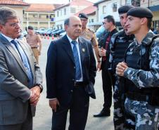 Curitiba, 19 de março de 2019. Visita do Secretário Nacional de Segurança Pública ao BOPE.General Guilherme Theophilo e General Luiz Felipe Carbonell