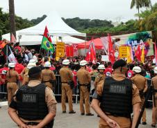 Curitiba, 07 de Abril de 2019. Policiamento nos arredores da Polícia Federal no dia 7 de Abril.