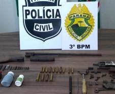 Durante operação de apoio à Polícia Civil, PM de Coronel Vivída (PR) apreende diversas munições e peças para arma de fogo