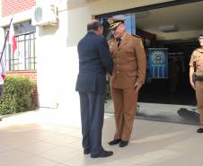 São Jose dos Pinhais, 20 de maio de 2019. Dia do Patrono da PMPR, Honras Militares ao Secretario de Segurança Carbonell.