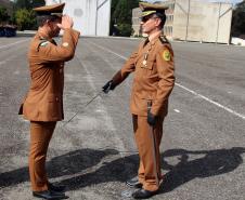 São Jose dos Pinhais, 20 de Maio de 2019. Dia do Patrono da PMPR. Entrega de Medalha Cel Sarmento pelo Cel Prates a um Oficial das PMPR.