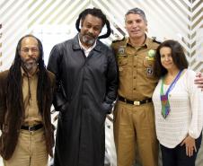 Curitiba, 31 de maio de 2019. Comandante-Geral da PMPR recebe a Coordenadora-Geral de Políticas para Povos e Comunidades Traidicionais de Matriz Africanas, Terreiros e para Povos Ciganos.