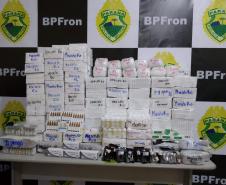 Na Fronteira do estado com o Paraguai, grande quantidade de anabolizantes é apreendida pela PM dentro de carro