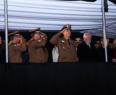 São José dos Pinhais, 05 de julho de 2019. Aspirantado turma 2019. Foto: Comandante-Geral da PMPR recebe as honras militares.