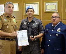 Curitiba, 19 de julho de 2019. Comandante-Geral da PMPR é condecorado pelo Instituto Boina Azul. Foto: Sgt Dário, da Força Aérea Brasileira.