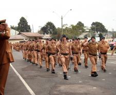 São José dos Pinhais, 02 de agosto de 2019.  Passagem de Comando do 6º CRPM. Foto: Tropa desfilando em continencia ao novo Comandante do 6º CRPM, Cel. QOPM Nivaldo Marcelos da Silva.