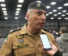 Curitiba, 04 de agosto de 2019.  Culto da Policia Militar Comunidade Alcance Foto: entrevista Comandante Geral Coronel Pericles de Matos.