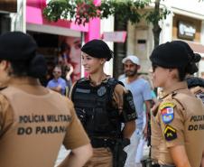 Policiais Militares em ocorrência nesta sexta-feira (8) Dia Internacional da Mulher no centro de Curitiba.   Curitiba, 08/03/2019 -  Foto: Geraldo Bubniak/ANPr