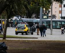 A Polícia Militar do Paraná (PM-PR) iniciou uma mega-operação (Operação 100) em Curitiba  e Região Metropolitana nesta sexta-feira (2). São 165 viaturas, 550 policiais militares de todos os batalhões espalhados pelos municípios com auxílio de motocicletas, cães, cavalos e helicóptero.  Curitiba, 02/08/2019 -  Foto: Geraldo Bubniak/ANPr