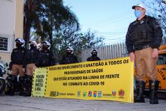 BPTran e Banda de Música fazem homenagem aos profissionais do HPM pela campanha Maio Amarelo