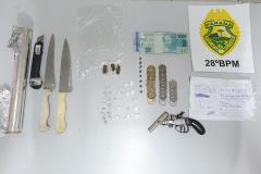 No Sudeste do estado, PM apreende 33 porções de drogas e uma arma de fogo em situações distintas