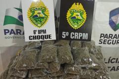 Ações distintas da Operação Metrópolis resulta na apreensão de 15 quilos de maconha no Oeste do estado