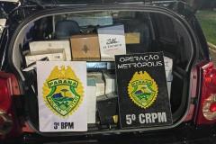 Mais de 260 caixas de vinho e droga são apreendidas pela PM no Sudoeste do estado pela Operação Metrópolis
