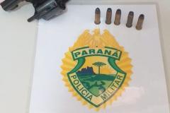 Arma e drogas são apreendidas pela PM no Sudeste do PR
