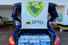 Fiscalização do BPRv resulta na apreensão de 15 caixas de cigarro e 14 kg de maconha, na região noroeste do Estado