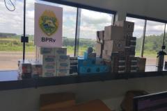 Celulares, caixas de som e cigarros contrabandeados são apreendidos pelo BPRv em Francisco Alves (PR)