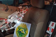 Carros lotados com cigarros contrabandeados do Paraguai são apreendidos pelo BPFron em Terra Roxa (PR)