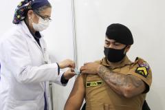 Quase 90% do efetivo da Polícia Militar já recebeu a primeira dose da vacina contra o coronavírus
