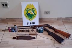 Espingardas são apreendidas durante ocorrência de violência doméstica em Saudade do Iguaçu (PR)