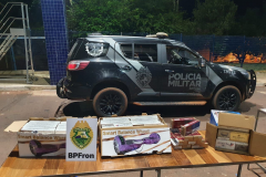 Cigarros e brinquedos contrabandeados são apreendidos pelo BPFRON em São Miguel do Iguaçu