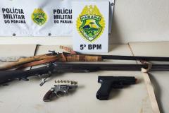 Os armamentos foram apreendidos no Parque Ouro Branco em Londrina, na tarde desta segunda-feira (4).