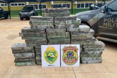Foram encontrados e apreendidos aproximadamente 469,5 kg de maconha