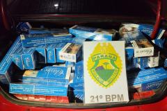PMPR apreende carga de cigarros na fronteira com a Argentina