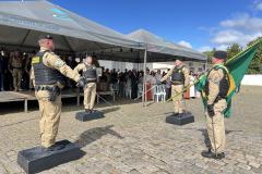  O ato marcou a entrega do comando do tenente-coronel Luiz Alexandre Murbach Soares ao major Paulo Fernando Pires Ribeiro