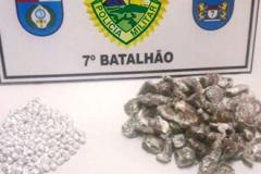 Durante o cumprimento de Mandado de Busca e Apreensão, PM localiza suspeito e apreende drogas no Noroeste do estado