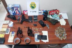 Polícia Militar apreende objetos, dinheiro, veículos e armas de fogo no Sudoeste do estado