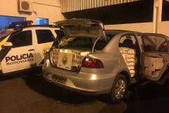 PM apreende cigarros e veículo após acompanhamento tático em Iporã (PR), no Noroeste do estado