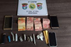 Jovem que vendia drogas em um ginásio escolar é encaminhado pela PM de Ventania (PR)