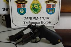 Arma de fogo é apreendida e jovem encaminhado à delegacia em Telêmaco Borba (PR)