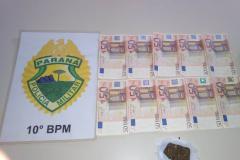 Notas de Euro falsas são apreendidas pela PM de Apucarana (PR) 