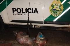 Mais de 27 quilos de carne de capivara são apreendidos e um homem foi preso por porte ilegal de arma no Oeste do estado