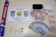 Suspeitos de praticar tráfico de drogas são apreendidos pela Polícia Militar em Ortigueira
