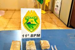 Mais de meio quilo de maconha é apreendido pela PM em Engenheiro Beltrão (PR)