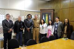 Curitiba, 31 de maio de 2019. Comandante-Geral da PMPR recebe a Coordenadora-Geral de Políticas para Povos e Comunidades Traidicionais de Matriz Africanas, Terreiros e para Povos Ciganos.