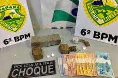 Choque apreende maconha, cocaína e três acabam encaminhados em Cascavel (PR)