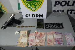 No Oeste do PR, PM apreende drogas e arma de fogo durante o fim de semana