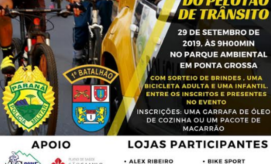 PM realiza evento para ciclistas em Ponta Grossa enfatizando a Semana Nacional de Trânsito