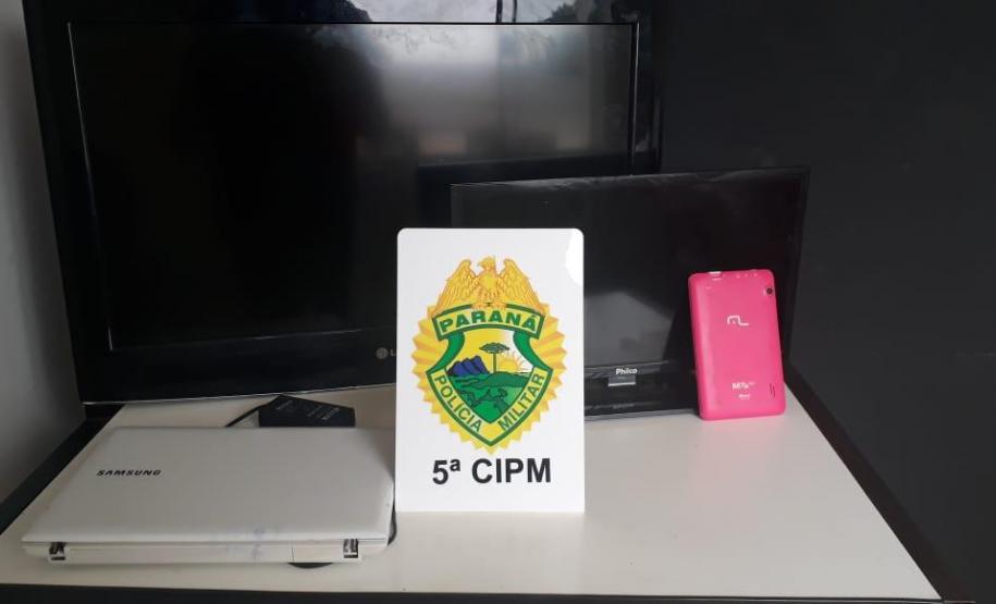 Em Cianorte (PR), PM recupera objetos de furto e encaminha cinco pessoas à Delegacia