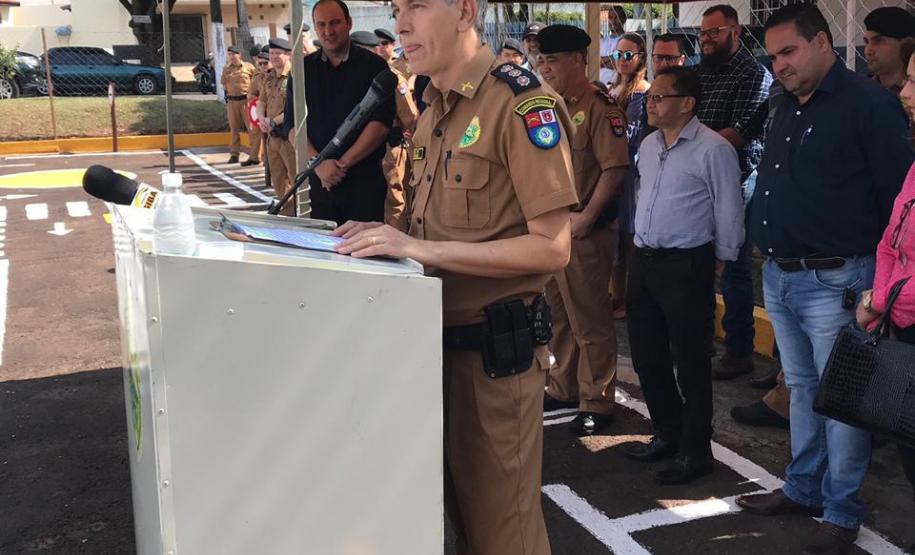 Pista de trânsito para aulas práticas de educação de trânsito é inaugurada no pátio do 7º BPM, em Cruzeiro do Oeste (PR)