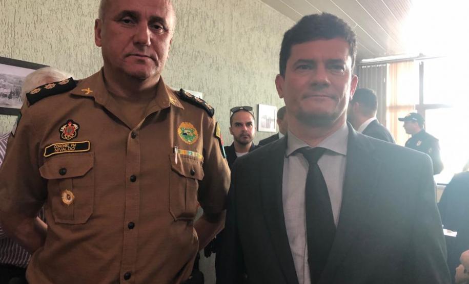 Agenda do ministro Sérgio Moro é acompanhada pelo Comando-Geral da PM, em São José dos Pinhais